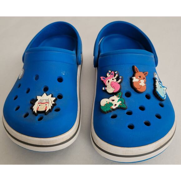 CROCS Crocband Unisex Clogs Blue White Pokemon Jibbitz Eeve Naruto Anime Size J1 - Picture 2 of 10